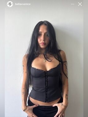 Bella Venice Caroline Corset top bustier black lace trim